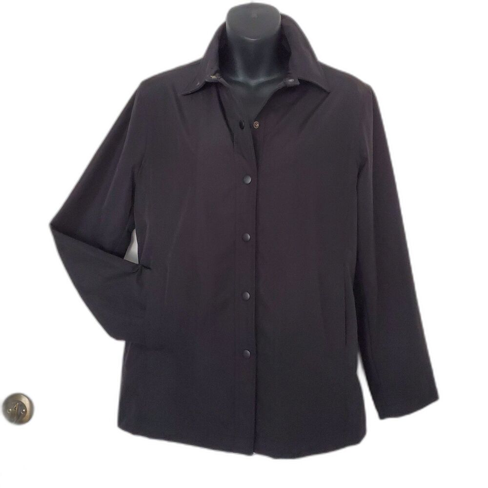 Gap Black Snap Button Collared Jacket Pockets Siz… - image 1